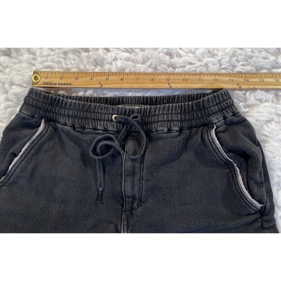 Joe’s Mens Shorts Black 30 Black Elastic Thick Terry Cloth Distressed Drawstring - Picture 3 of 5